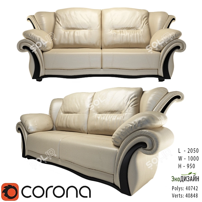 Rimini Direct Sofa: Modern Comfort 3D model image 1