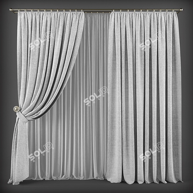 Modern Style Curtains 3D model image 1