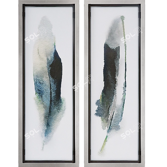 Feathered Beauty Wall Art: Set of 4 3D model image 2