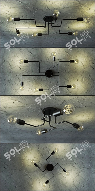 Industrial Loft Chandelier Trio 3D model image 2