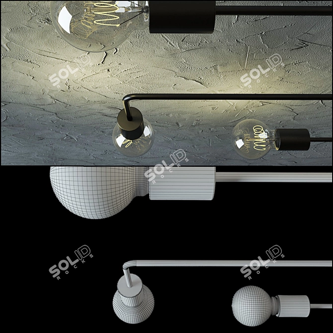 Industrial Loft Chandelier Trio 3D model image 3