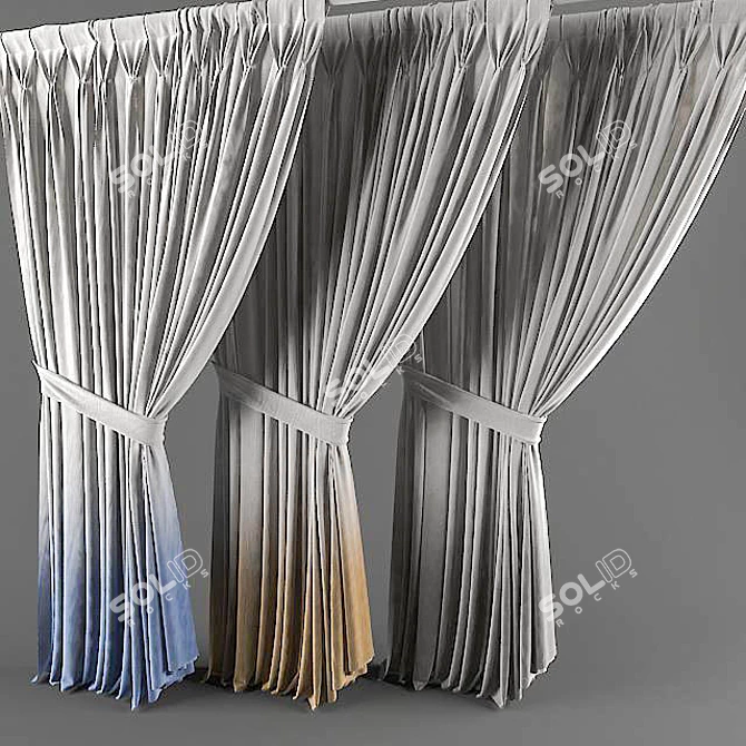 Gradient Curtains with Customizable Colors 3D model image 1