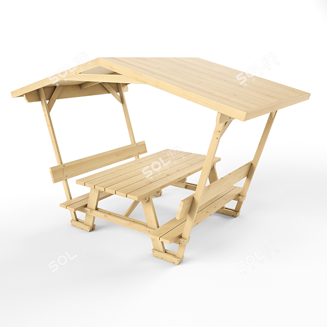 Title: Outdoor Retreat Set: Garden Gazebo & Table 3D model image 2