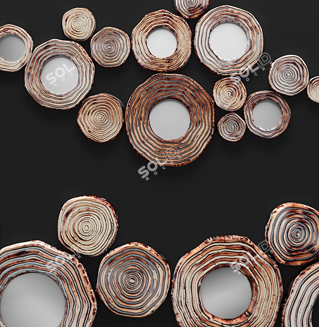 Modern Circle Cluster Wall Art 3D model image 2