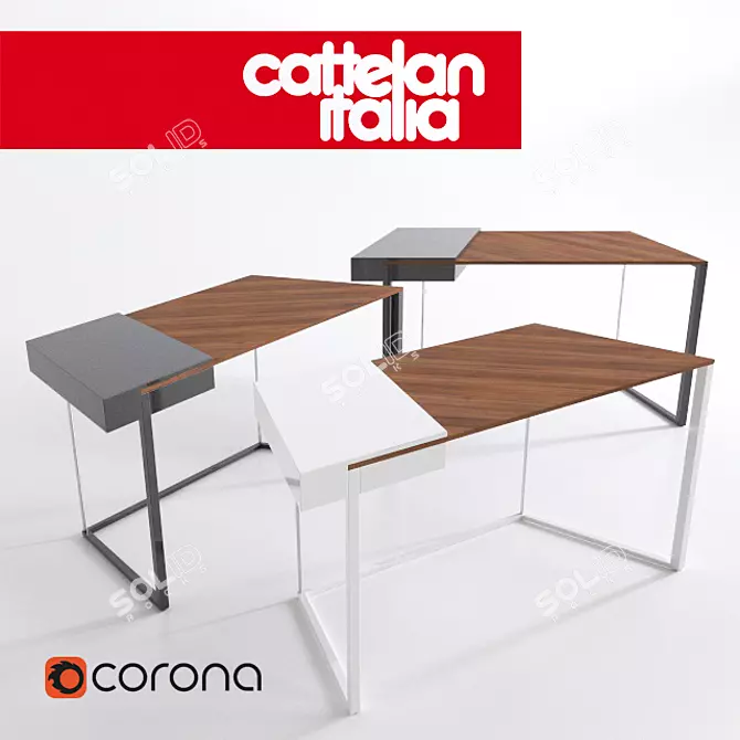 Sleek Cattelan Italia Clarion Desk 3D model image 1