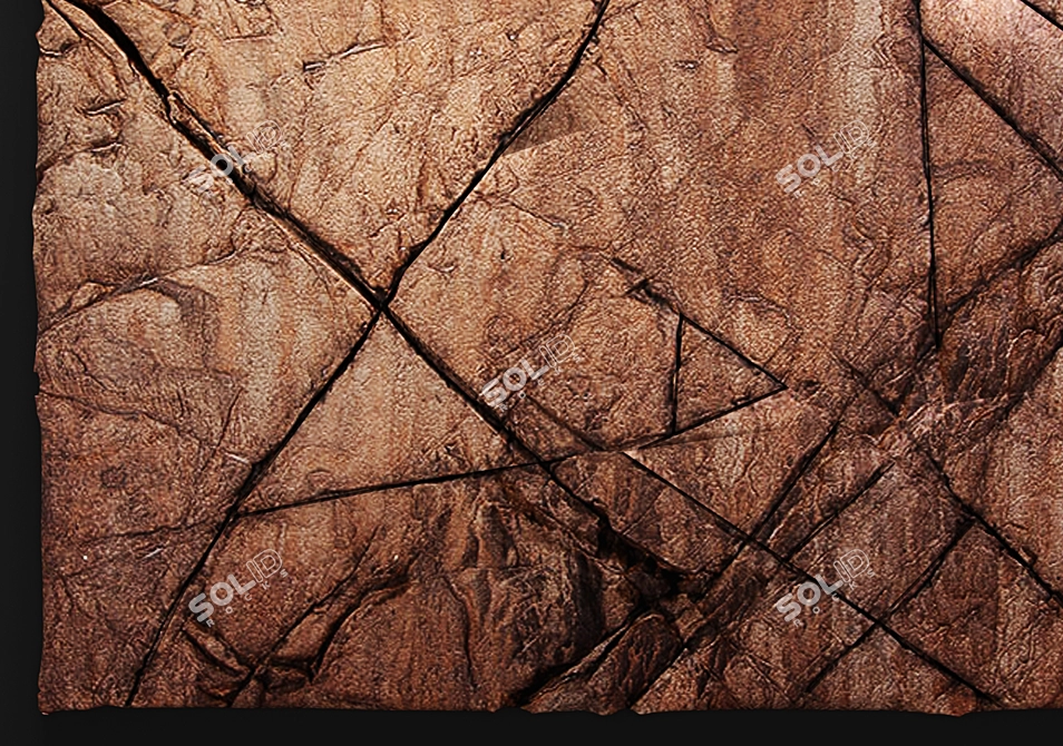 Natural Stone Rock Wall Panel 3D model image 2