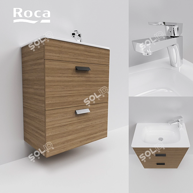 Modern Roca Debba Sink with Vanity 3D model image 1