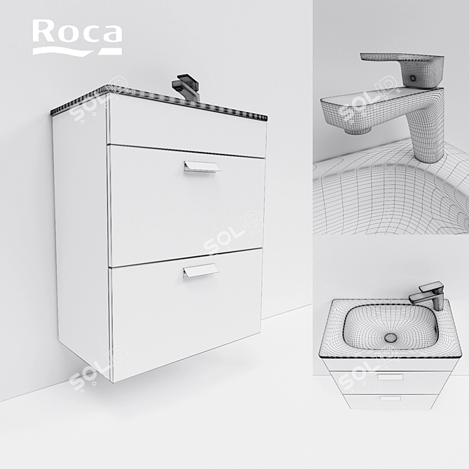 Modern Roca Debba Sink with Vanity 3D model image 2