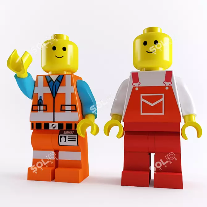 4 Unique Lego Characters Set 3D model image 1