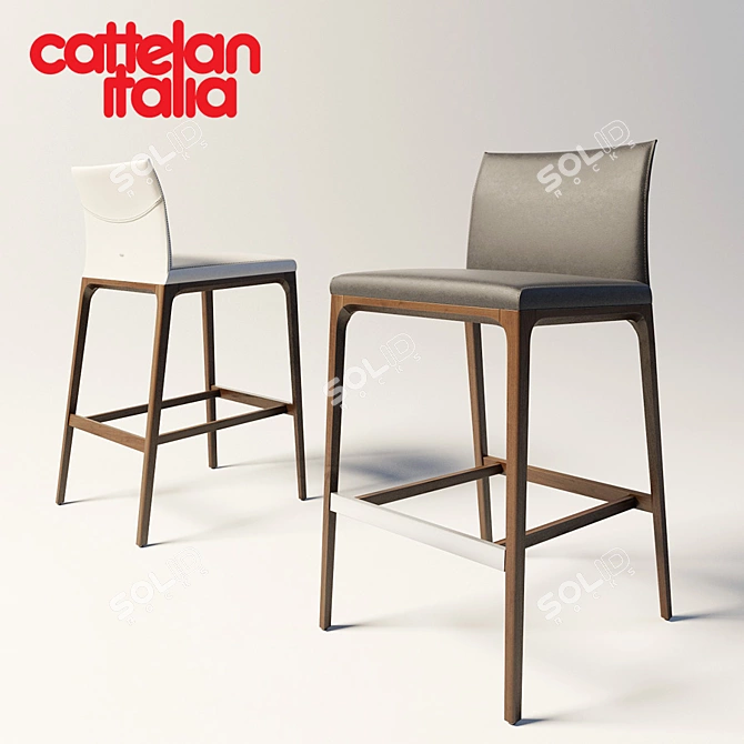 Modern Adjustable Bar Stool 3D model image 1