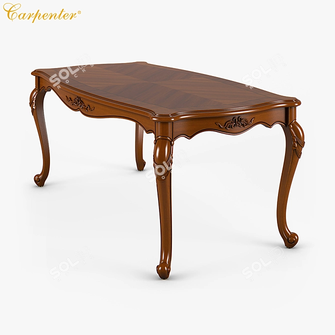 Elegant Carpenter Long Dining Table 3D model image 2