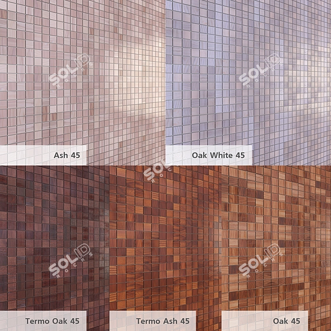 European Wooden Mosaic Tiles 3D model image 1