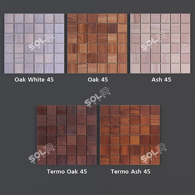 European Wooden Mosaic Tiles 3D model image 2