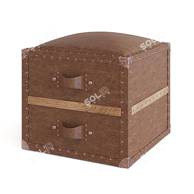 Vintage Wood and Leather Chest 3D model image 1