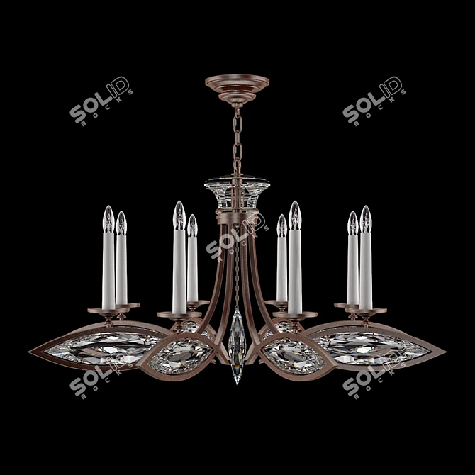 Elegant Marquise Crystal Bronze Lamp 3D model image 1