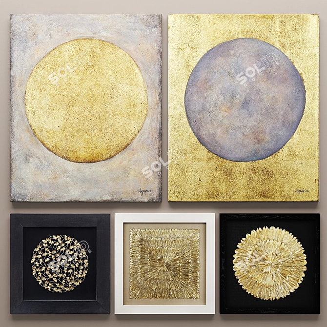 Luxury Gold Wall Decor Set 3D model image 1