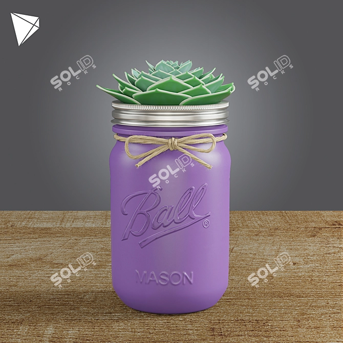 Mason Jar Succulent Duo 3D model image 3