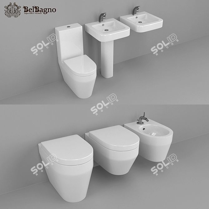 BelBagno Genius Collection - Stylish Porcelain Bathroom Set 3D model image 1