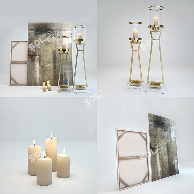 Elegant Candlestick Set 3D model image 2