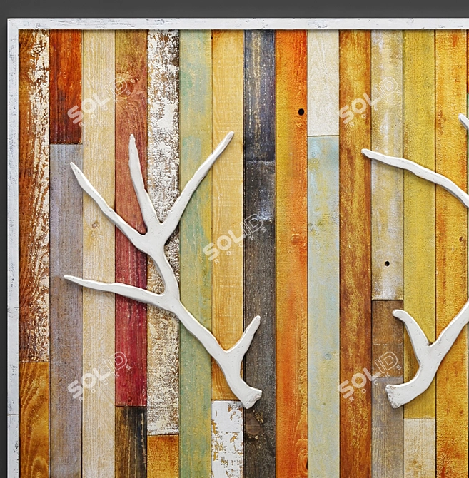 Rustic Deer Lodge Wall Decor 3D model image 2