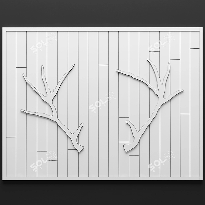 Rustic Deer Lodge Wall Decor 3D model image 3