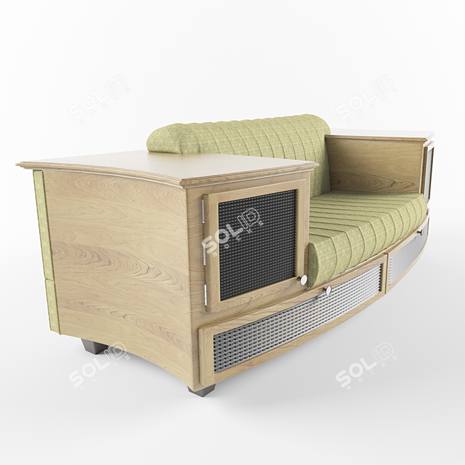 Wooden Armrest Sofa 3D model image 1