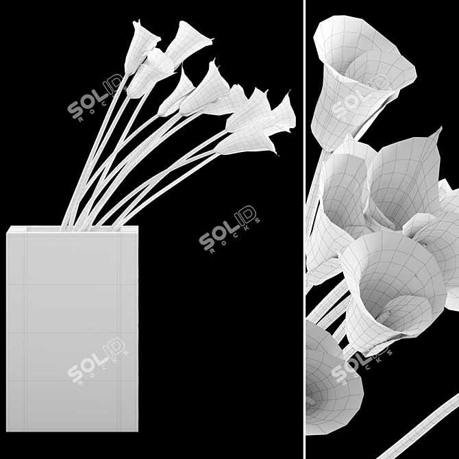 Realistic Red Callas in Glass Vase 3D model image 3