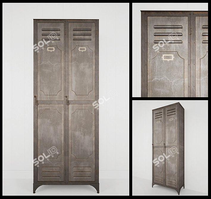 Industrial Vintage Metal Gym Locker 3D model image 1