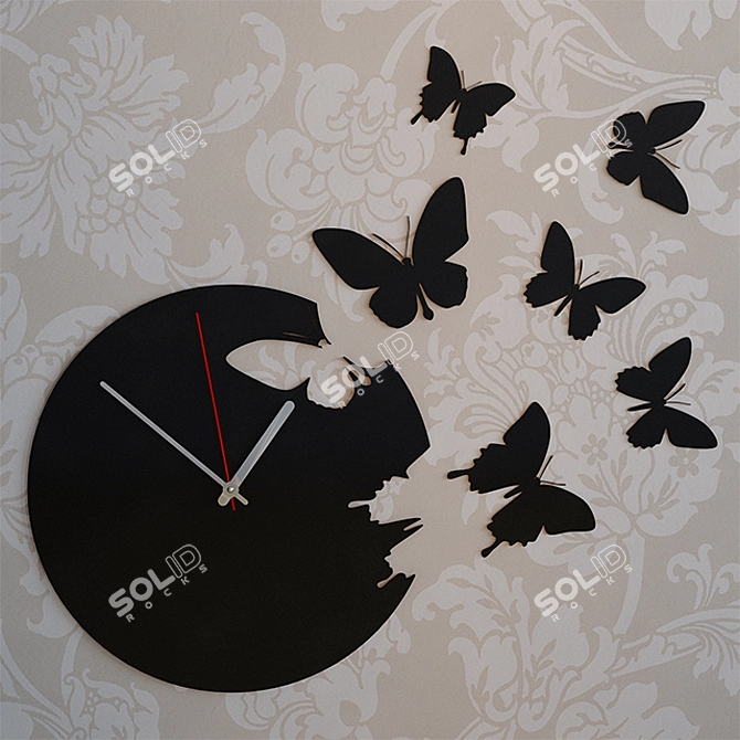 Butterfly Wall Clock 3D model image 2