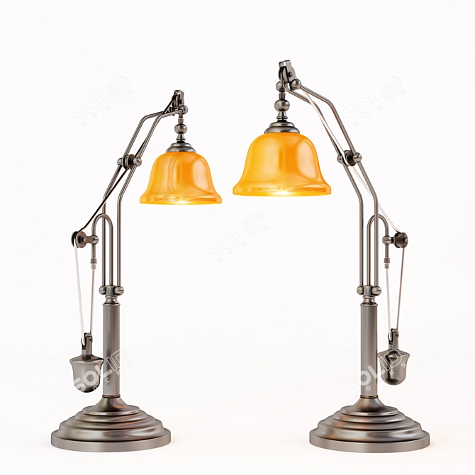 Cosmo Steel Table Lamp with Amber Glass Shade 3D model image 1