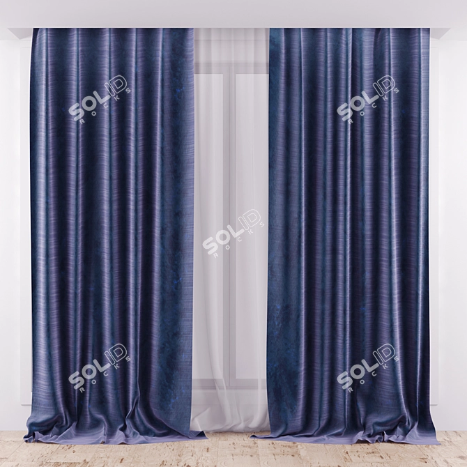Silk Curtains Set with Additional Textures 3D model image 1