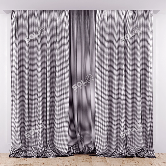 Silk Curtains Set with Additional Textures 3D model image 3