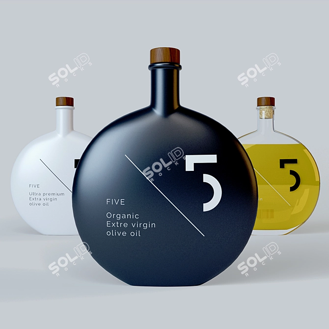 Premium 5 Bottle Olive Oil 3D model image 1