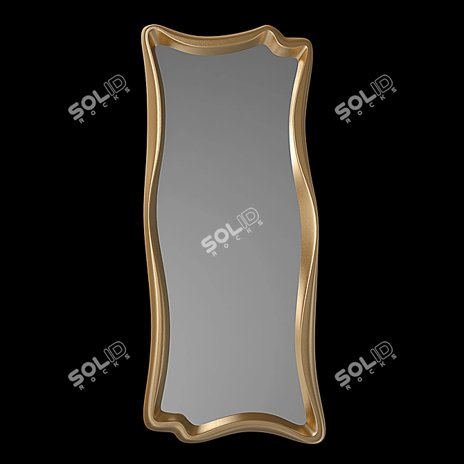 Golden Frame Modern Wall Mirror 3D model image 1