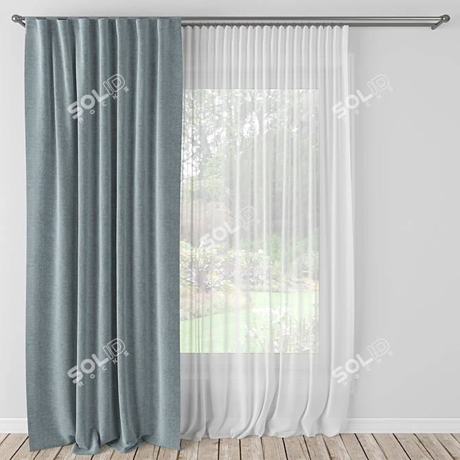 Elegant 270cm Curtain 3D model image 1