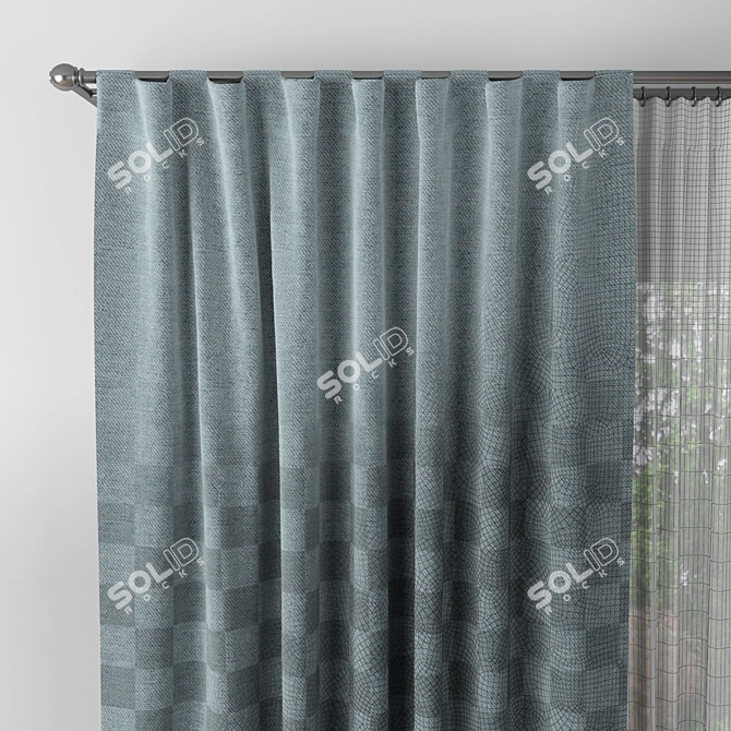 Elegant 270cm Curtain 3D model image 2