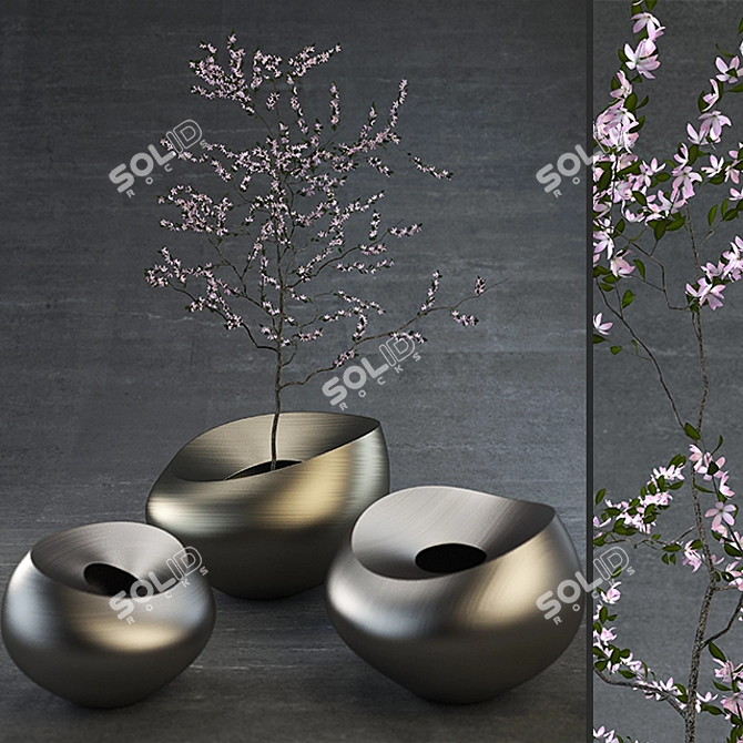 Pink Tree Decorative Vases - Exquisite Detail 3D model image 1