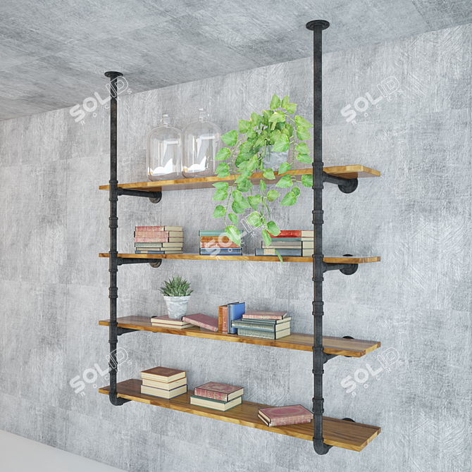 Industrial Pipe Shelves 3D model image 2