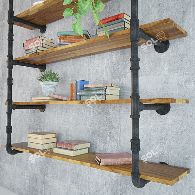 Industrial Pipe Shelves 3D model image 3