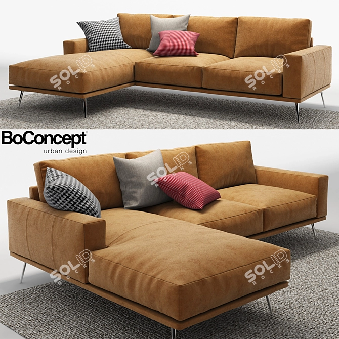 Elegant Carlton Corner Sofa 3D model image 1