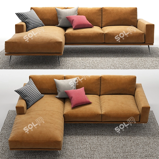Elegant Carlton Corner Sofa 3D model image 2