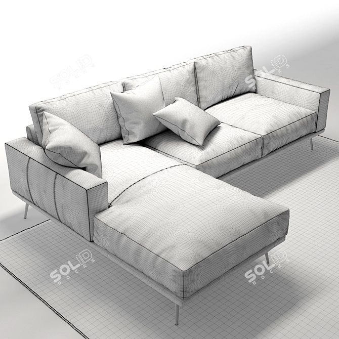 Elegant Carlton Corner Sofa 3D model image 3