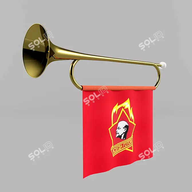  Soviet Pioneer Bugle 3D model image 1