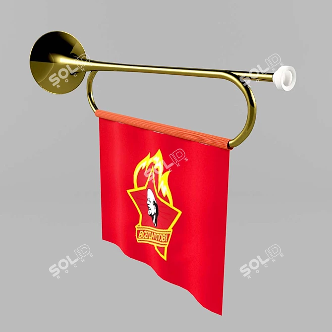  Soviet Pioneer Bugle 3D model image 2