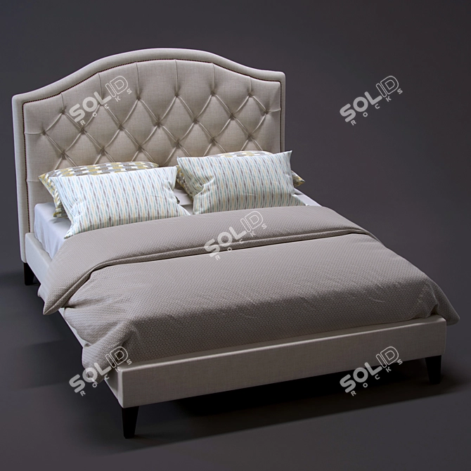 Modern Tufted Bedframe: Stylish Elegance 3D model image 1