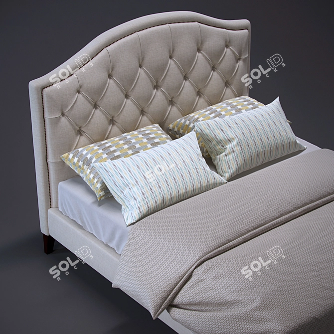 Modern Tufted Bedframe: Stylish Elegance 3D model image 2