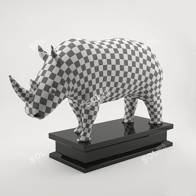 Metal Rhino Figurine 3D model image 3