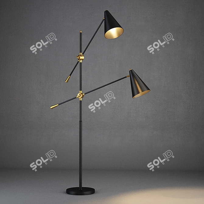 Modern Oster Double Floor Lamp 3D model image 1