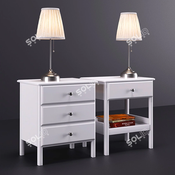 Elegant White Bedside Table 3D model image 2