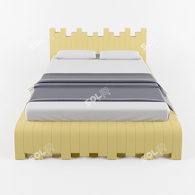 Cubed Modern Bed - Sleek and Stylish 3D model image 3